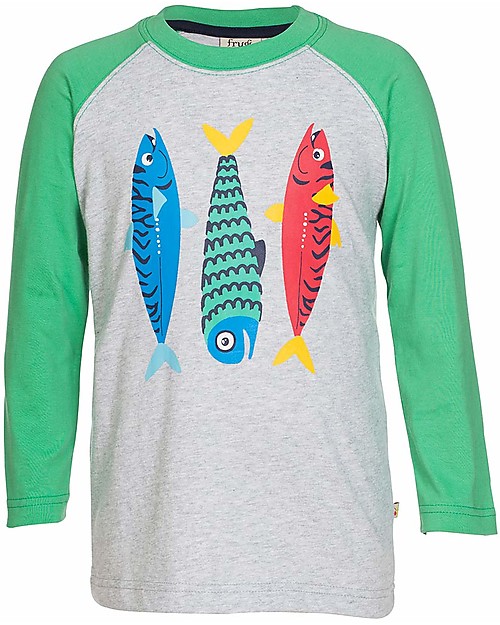 Frugi Maglia Maniche Lunghe Rock, Grigio/Verde Maglie Manica Lunga