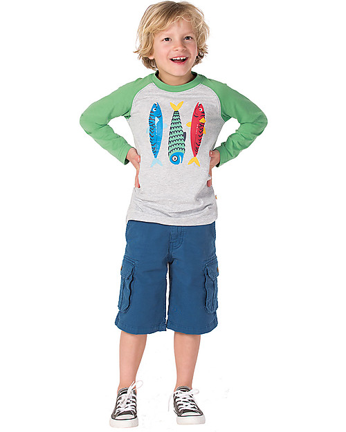 Frugi Maglia Maniche Lunghe Rock, Grigio/Verde Maglie Manica Lunga