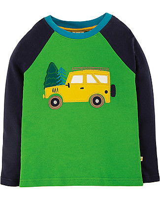 Frugi Maglia Maniche Raglan con Applique Alfie - Trattore - Cotone bio Maglie Manica Lunga
