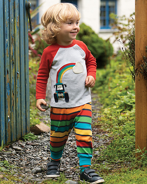 Frugi Maglia Maniche Raglan con Applique Henry - Trattore - Cotone bio Maglie Manica Lunga