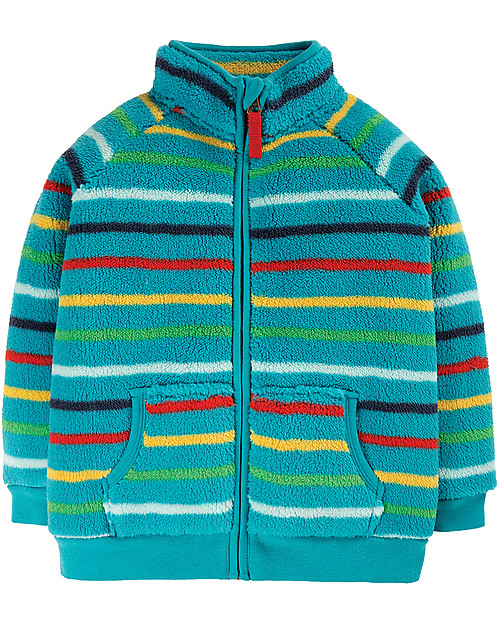 Frugi Maglione di Pile con Zip - Righe Arcobaleno - Eco-friendly e Morbido! Giacche