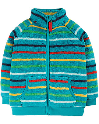 Frugi Maglione di Pile con Zip - Righe Arcobaleno - Eco-friendly e Morbido! Giacche
