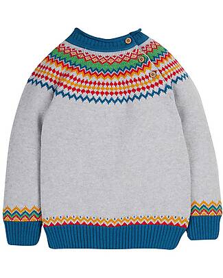 Frugi Maglione Fika Fairisle - Grigio Chiaro/Multicolore - 100% Cotone Organico GOTS Maglioni