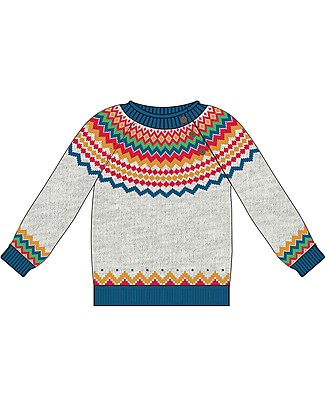 Frugi Maglione Fika Fairisle - Grigio/Multicolore - Cotone Organico GOTS Maglioni