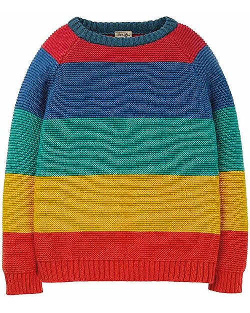 Frugi Maglione Lavorato a Maglia Storm - Righe Multicolor - Cotone Bio Maglioni