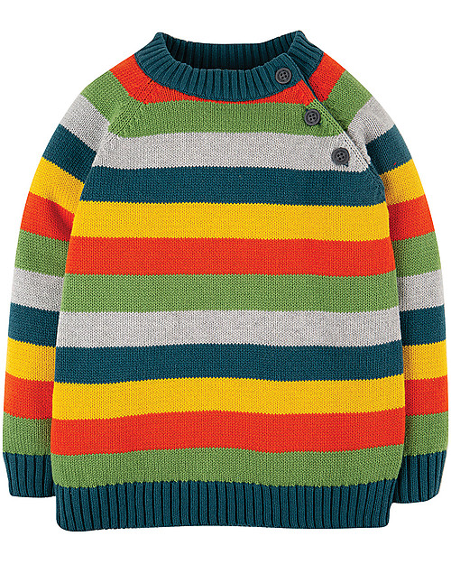 Frugi Maglione Lavorato a Maglia Storm - Righe Multicolor - Cotone Bio Maglioni
