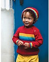 Frugi Maglione Maniche Raglan con Bottoncini Caleb, Rosso/Arcobaleno (taglie 12 mesi - 4 anni) - Cotone bio Maglioni