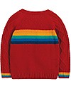 Frugi Maglione Maniche Raglan con Bottoncini Caleb, Rosso/Arcobaleno (taglie 12 mesi - 4 anni) - Cotone bio Maglioni