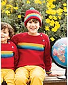 Frugi Maglione Maniche Raglan con Bottoncini Caleb, Rosso/Arcobaleno (taglie 12 mesi - 4 anni) - Cotone bio Maglioni