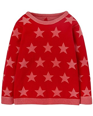 Frugi Maglione Reversibile Zola Rosso e Rosa - Stelle - 100% cotone Organico GOTS Maglioni