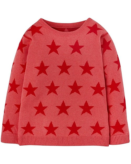 Frugi Maglione Reversibile Zola - Rosso/Rosa - Stelle - 100% Cotone Organico GOTS
 Maglioni