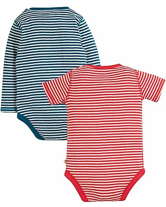 Frugi Pacco da 2 Body Pointelle - Blu/Rosso - Cotone bio Completi e Set