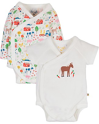Frugi Pacco da 2 Body Stile Kimono Shay - Fattoria - 100% cotone bio Body Manica Corta