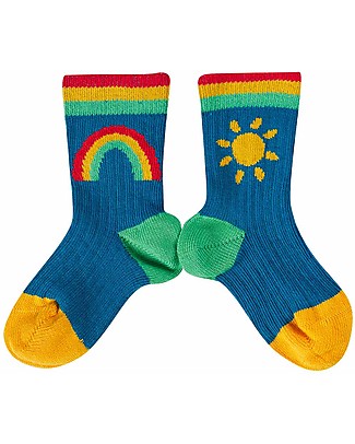 Frugi Pacco da 2 Calzini a Coste - Arcobaleno - Cotone bio Calzini