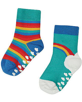 Frugi Pacco da 2 Calzini Antiscivolo - Arcobaleno - Cotone bio Calzini