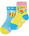 Frugi Pacco da 2 Calzini Antiscivolo - Bumblebee  - Cotone Bio Calzini Antiscivolo