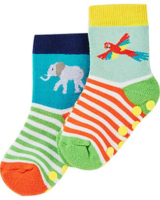 Frugi Pacco da 2 Calzini Antiscivolo - Jungle - Cotone Bio Calzini Antiscivolo