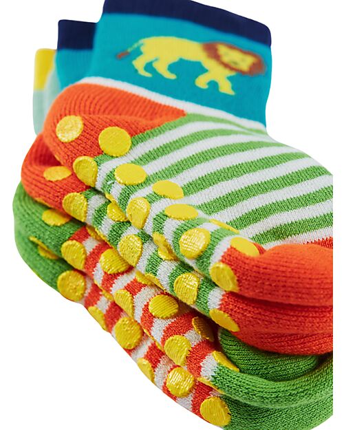 Frugi Pacco da 2 Calzini Antiscivolo - Jungle  - Cotone Bio Calzini Antiscivolo