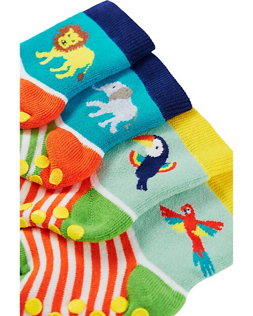 Frugi Pacco da 2 Calzini Antiscivolo - Jungle  - Cotone Bio Calzini Antiscivolo