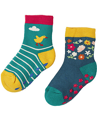 Frugi Pacco da 2 Calzini Antiscivolo - Papere - Cotone bio Calzini