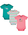 Frugi Pacco da 3 Body Manica Corta Super Special - Animali - 100% Cotone Bio Body Manica Corta