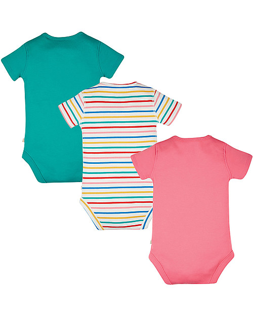 Frugi Pacco da 3 Body Manica Corta Super Special - Animali - 100% Cotone Bio Body Manica Corta