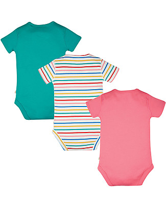 Frugi Pacco da 3 Body Manica Corta Super Special - Animali - 100% Cotone Bio Body Manica Corta