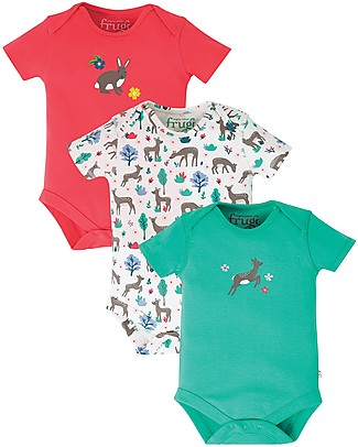 Frugi Pacco da 3 Body Manica Corta Super Special - Cervo - Cotone bio Body Manica Corta