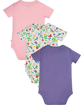 Frugi Pacco da 3 Body Manica Corta Super Special - Hedgerow - 100% Cotone Interlock Bio GOTS Body Manica Corta