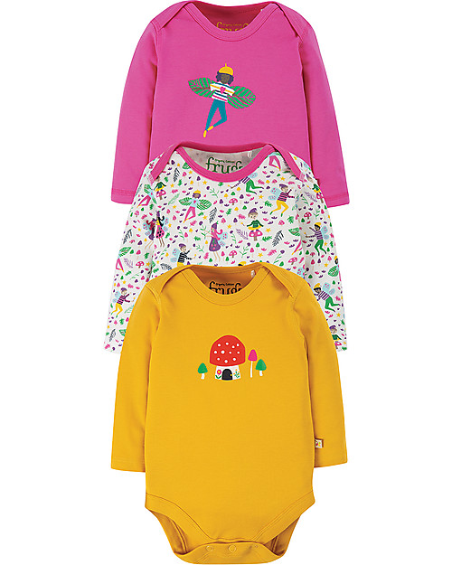 Frugi Pacco da 3 Body Super Special -  Fate - 100% Cotone Bio Body Manica Lunga