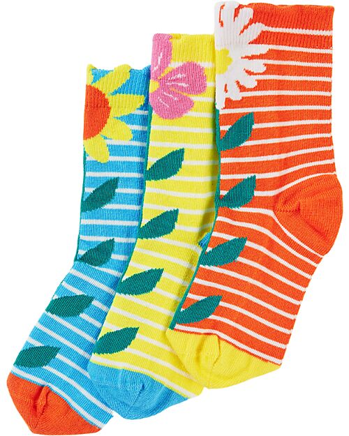 Frugi Pacco da 3 Calzini con Echinacea - Multicolore - Cotone Bio Calzini