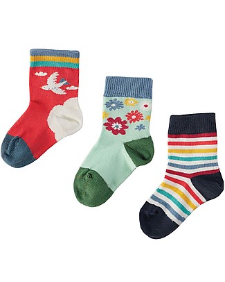 Frugi Pacco da 3 Calzini Little Socks - Abisko - Cotone Bio elasticizzato Calzini