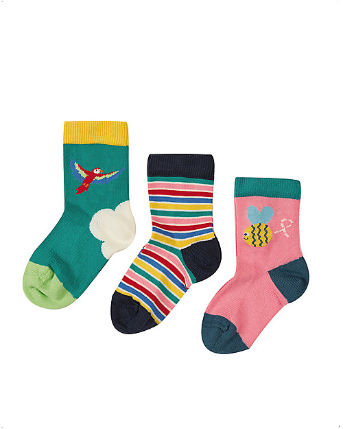 Frugi Pacco da 3 Calzini Little Socks - Ape - Cotone Bio elasticizzato Calzini