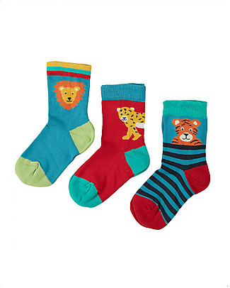 Frugi Pacco da 3 Calzini Little Socks - Felini - Cotone Bio elasticizzato Calzini
