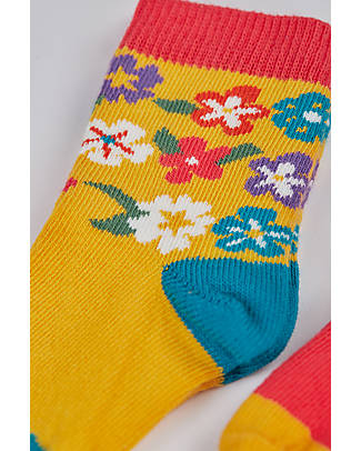 Frugi Pacco da 3 Calzini Little Socks - Unicorno/Arcobaleno/Fiori - Cotone Bio Calzini