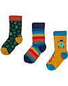 Frugi Pacco da 3 Calzini Rock my Socks - Arcobaleno/Insetti - Cotone Bio Calzini