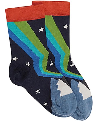 Frugi Pacco da 3 Calzini Rock my Socks - Indaco/Aurora Boreale - Cotone Bio Calzini