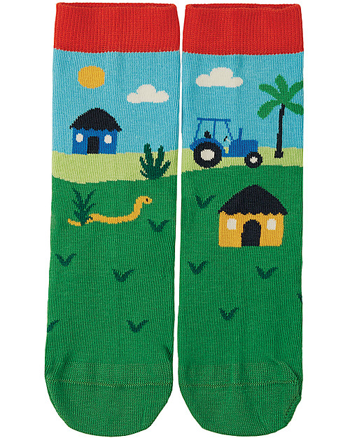 Frugi Pacco da 3 Calzini Rock my Socks - Trattore - Cotone Bio Calzini