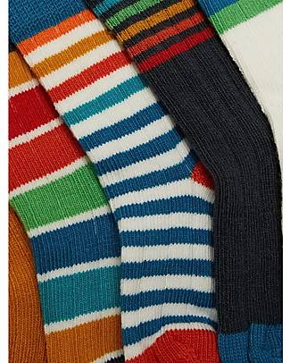 Frugi Pacco da 5 Calzini Rudy Rib Socks - Arcobaleno - Cotone Bio elasticizzato Calzini