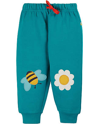 Frugi Pantaloni Character con Toppe Imbottite - Blu/Apetta - 100% Cotone Bio Pantaloni Lunghi