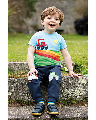 Frugi Pantaloni Character con Toppe Imbottite - Indaco/Fattoria - 100% Cotone Bio Pantaloni Lunghi
