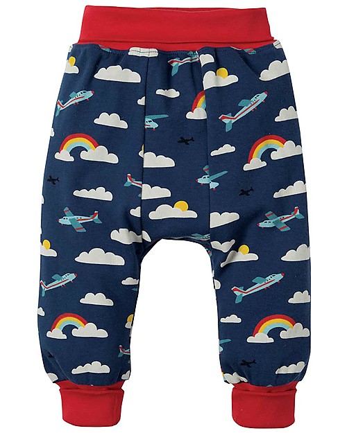 Frugi Pantaloni con Cavallo Basso, Aeroplani/Blu - 100% cotone bio Pantaloni Lunghi