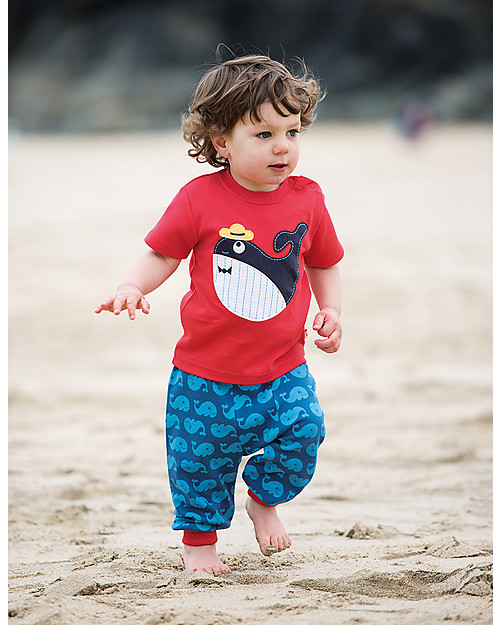 Frugi Pantaloni con Cavallo Basso, Balene - 100% cotone bio Pantaloni Lunghi