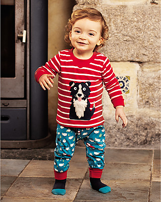 Frugi Pantaloni con Cavallo Basso - Pecorelle - Cotone Bio Pantaloni Lunghi