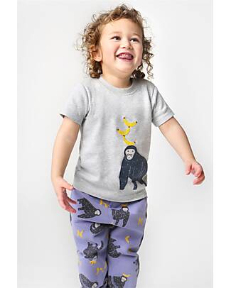 Frugi Pantaloni con Scimmie - Lilla - Cotone Organico Pantaloni Lunghi