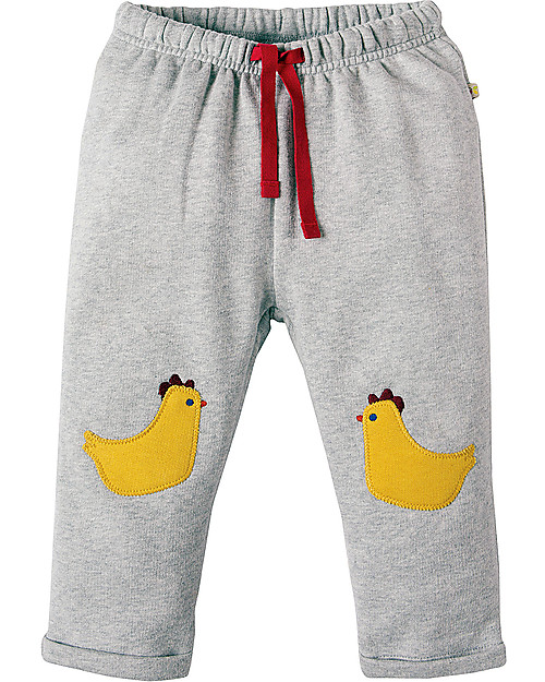 Frugi Pantaloni con Toppe Applique Playtime, Gallinelle - 100% cotone bio Pantaloni Lunghi