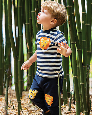 Frugi Pantaloni con Toppe Imbottite - Indaco/Felini - 100% cotone bio Pantaloni Lunghi
