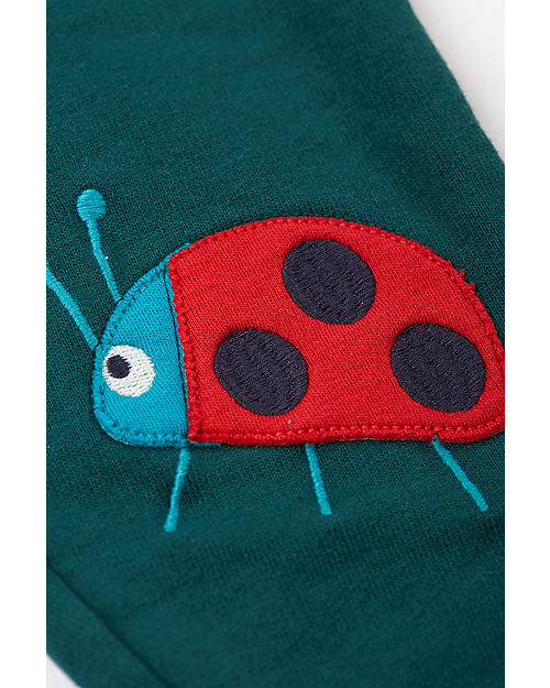 Frugi Pantaloni con Toppe Imbottite - Verde/Insetti - 100% Cotone Organico GOTS Pantaloni Lunghi