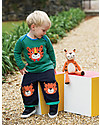 Frugi Pantaloni in Velluto Millerighe con Toppe Applique, Blu/Tigre - 100% cotone bio Pantaloni Lunghi