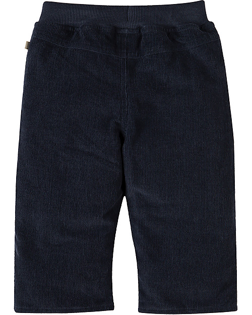 Frugi Pantaloni in Velluto Millerighe con Toppe Applique, Blu/Tigre - 100% cotone bio Pantaloni Lunghi